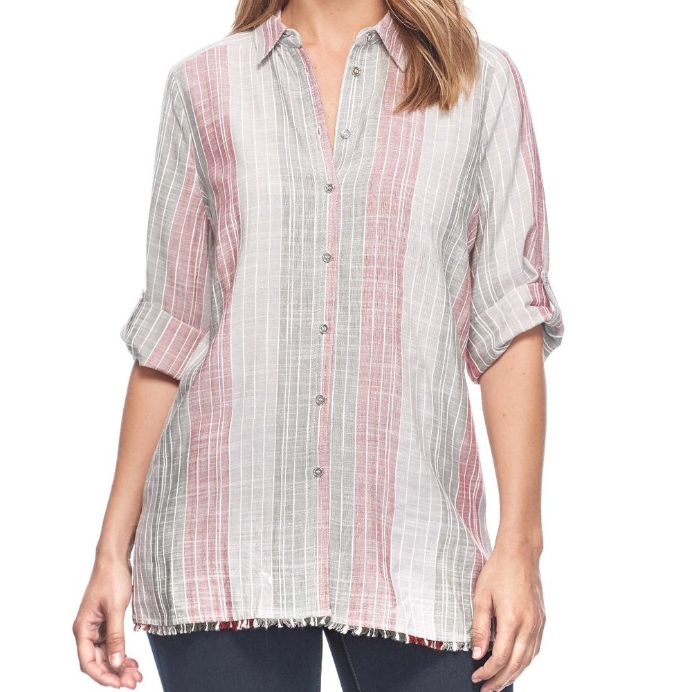FRINGED BOTTOM HEM BLOUSE